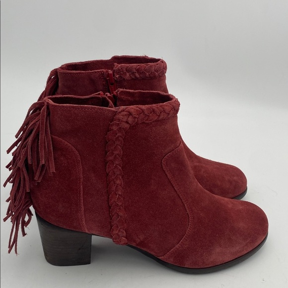 Matisse Red Suede Ankle Booties Fringe details women 9.5M casual festival boho - Picture 2 of 14